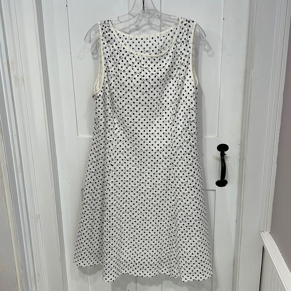 Ronni Nicole Navy and White Polka Dot Dress Size 14